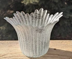 Vintage Murano Glass Vase Clear Art Glass Silver Flecks 4" Original Label
