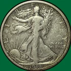 1917-S Reverse MM Walking Liberty Half Dollar Very Fine VF Coin #43907