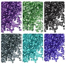 6 Colors Crushed Glass Chips 1-4mm x 28g Irregular Metallic Glass Green
