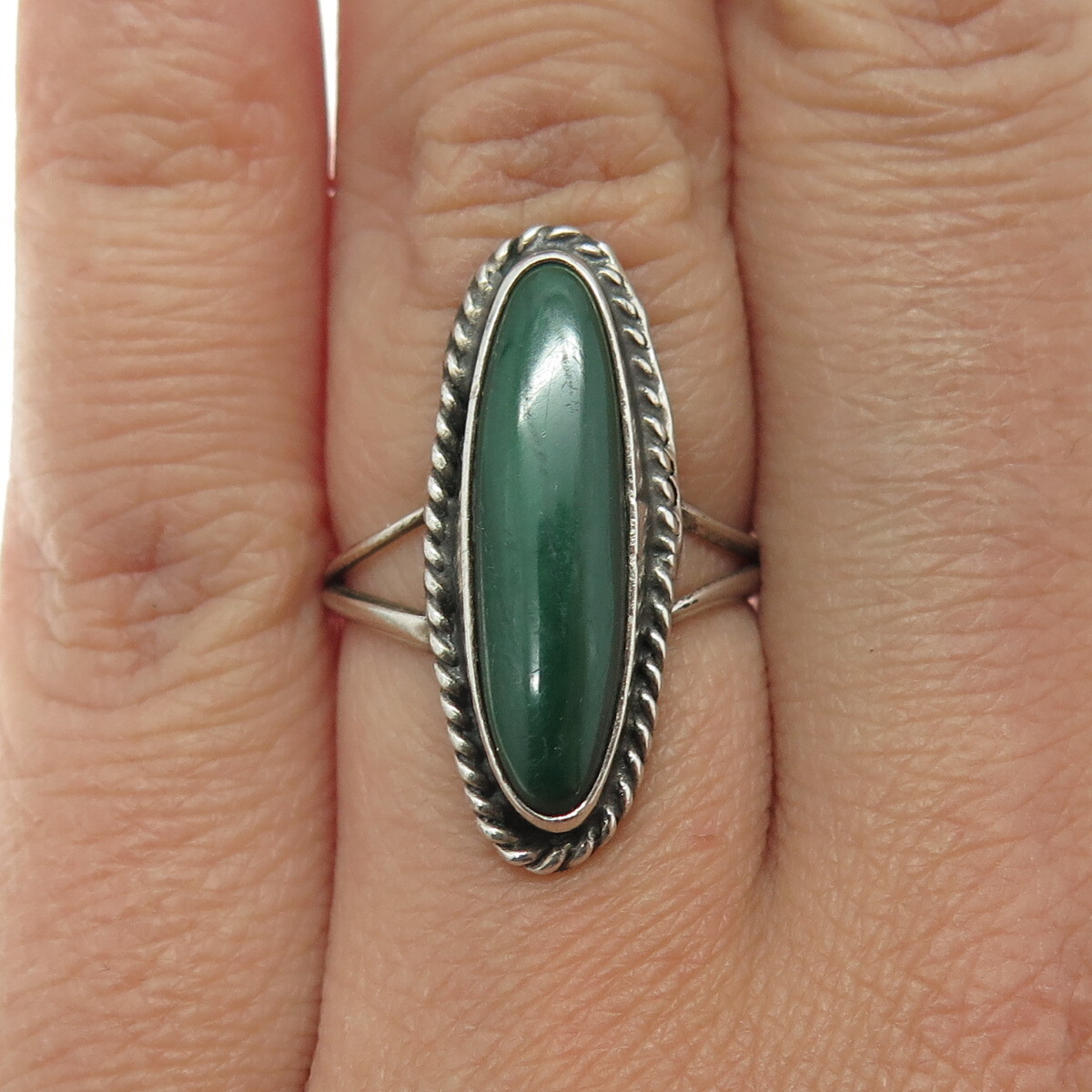 Old Pawn 925 Sterling Silver Vintage Southwestern Malachite Ring