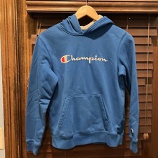 Champion Sweatshirt Pullover Hoodie Blue Embroidered Youth Boys Size Large