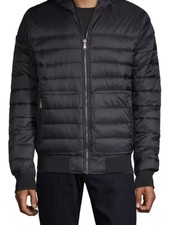 NWT Sz M Pajar Canada Black Navy Camo Maxwell Reversible Men DOWN Bomber Jacket