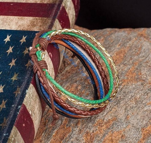 Mens Leather and Hemp Braided Surfer Wristband Bracelet Cuff Lots Color For Lady - Picture 6 of 10