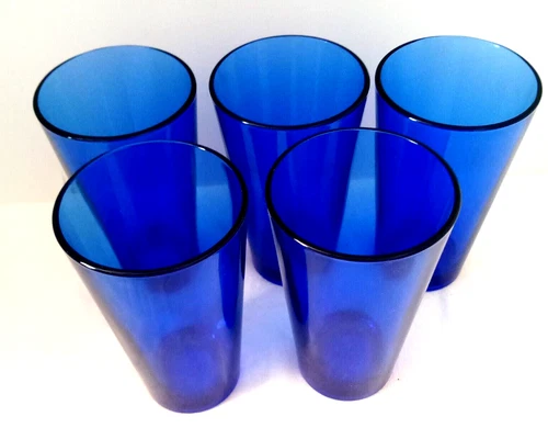 Libbey Cobalt Blue 16 Oz Tumbler 5 7/8” Tall Glasses Set 5    500
