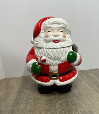 Santa Cookie Jar Home Trends Holiday Time Earthenware Christmas Decoration