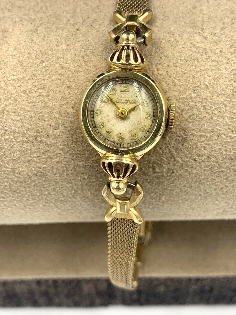 Bulova Watch 14K Gold Women s 5AH Manual Wind 17J Swiss Working 1950s Vintage