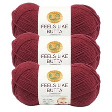  3 Pack Lion Brand Yarn 215-138 Feels Like Butta Yarn, Cranberry