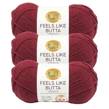 (3 Pack) Lion Brand Yarn 215-138 Feels Like Butta Yarn, Cranberry