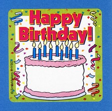 10 Happy Birthday Cake - Large Stickers - Party Favors