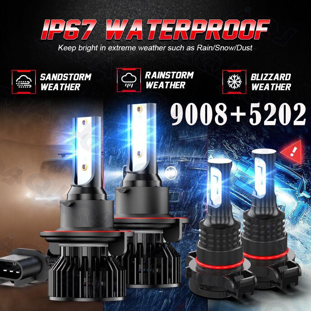 For 2007-2013 Gmc Yukon Denali 4Side LED Headlight Lamps High Low Fog Light Kit