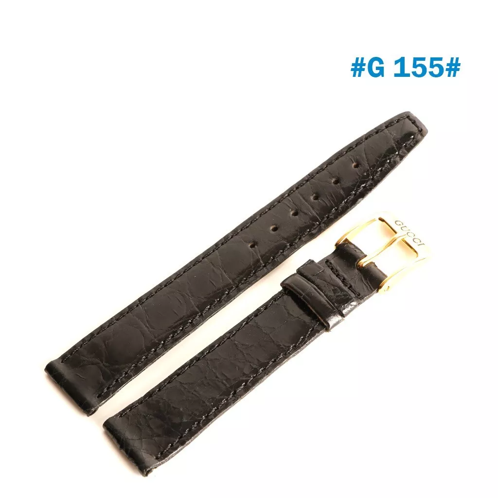Gucci Bracelet Original en Cuir Noir 16MM, avec Boucle Gucci 14mm 2200M