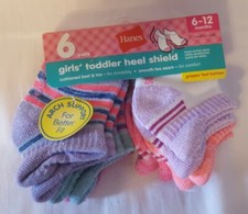 Hanes Girls' Toddler Heel Shield Socks - 6-12 Months - 6 Pk - Multi-Colors - NWT