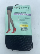 Assets by Spanx Diamond Net Textured Shaping Tights Black Size 2 New