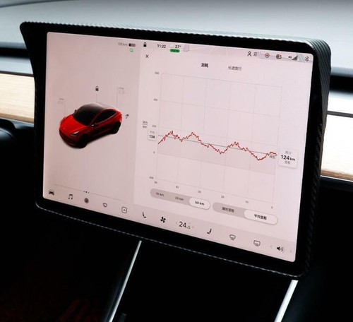 Para Tesla Modelo 3 Y 2017-23 Fibra de Carbono Centro GPS Navegación Pantalla Marco Borde - Imagen 2 de 6