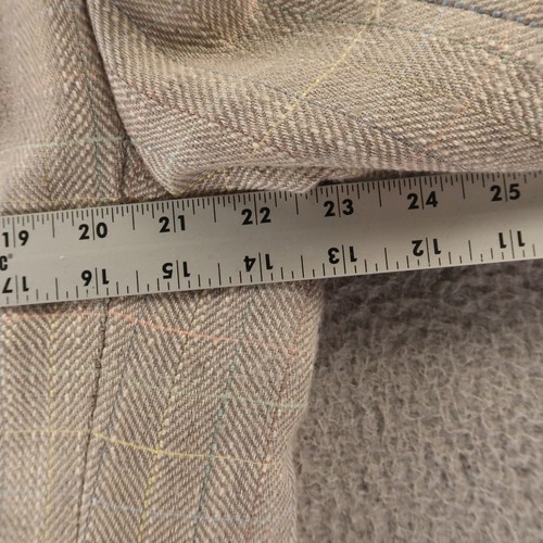 VTG Tweed Jacket M Beige Windowpane Check 100% Wool Blazer Sport Coat 42R - Picture 10 of 15
