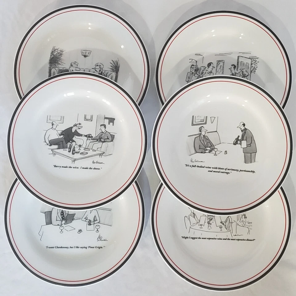 Juego de seis platos de queso de dibujos animados de vino The New Yorker Restoration Hardware 04 Foto 2 de 4