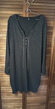 Shein Dress Women’s Size 4X Dark Gray Glitter W/Rhinestone Ties