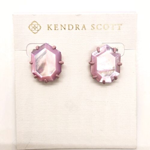 Kendra Scott Earrings Morgan Mother Of Pearl Purple/Lilac Studs with Box & Pouch
