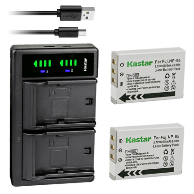 Kastar 4-Pack Battery And Charger For Ricoh DB-90 & Fujifilm NP-95 - Camera Power Replacement Kit