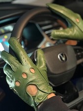 Green Genuine Unlined Leather Fashion Driving Gloves for Men