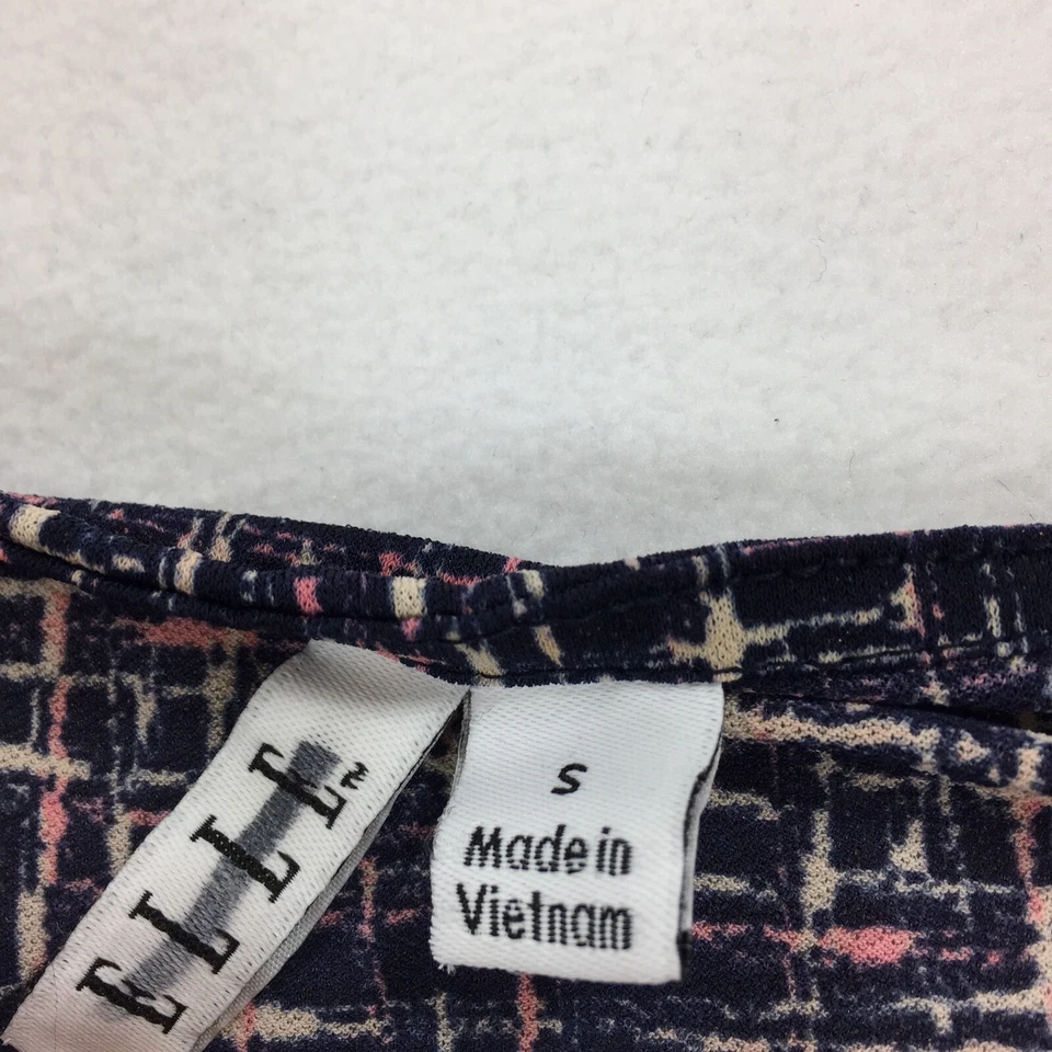 Blusa Elle 3/4 sem mangas estampa geométrica tamanho pequeno rosa creme carreira casual - Imagem 3 de 4