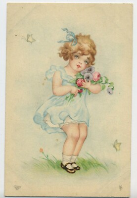 Primus Pastella Blume & Kind Vintage ''Alpha'' Serie Postkarte R10
