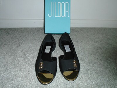 Jildor Andee Black Fabric Flat Shoes Size 9W