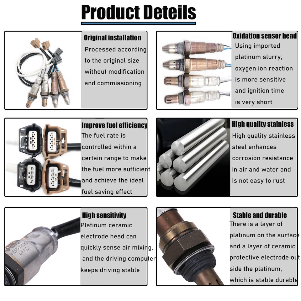 Sensor de oxígeno aguas arriba y aguas abajo 4 piezas para Nissan Pathfinder 2013-2014 3,5 L EE. UU. Foto 4 de 4