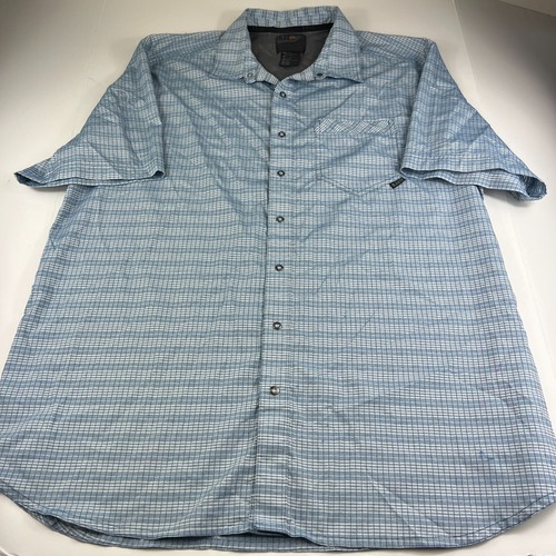 Camisa táctica 5.11 para hombre manga corta botón a presión azul blanco a cuadros ligera L - Imagen 1 de 5