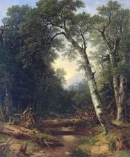 CREEK IN THE WOODS FOREST AMERICAN PAINTING 1865 BY ASHER BROWN DURAND REPRO