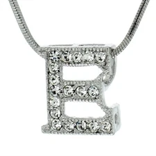 E Letter Pendant Made With Swarovski Crystal Initial 18" Chain Necklace