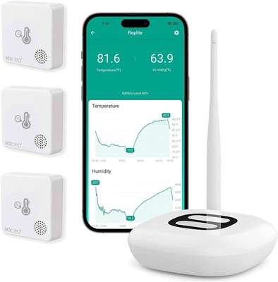 MOCREO WiFi Room Thermometer Hygrometer, Remote Email App Alert, 2 Years Data