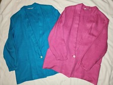 Lot Of 2 VTG Pink Teal Lightweight Office Blazers Size 16 Tailored In USA