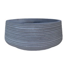 Bowl Garden Planters IDEALIST Concrete Ribbed Outdoor Pots with Drainage