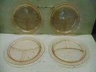 4  MacBeth Evans Pink Dogwood Depression Glass  Grill Plates divided