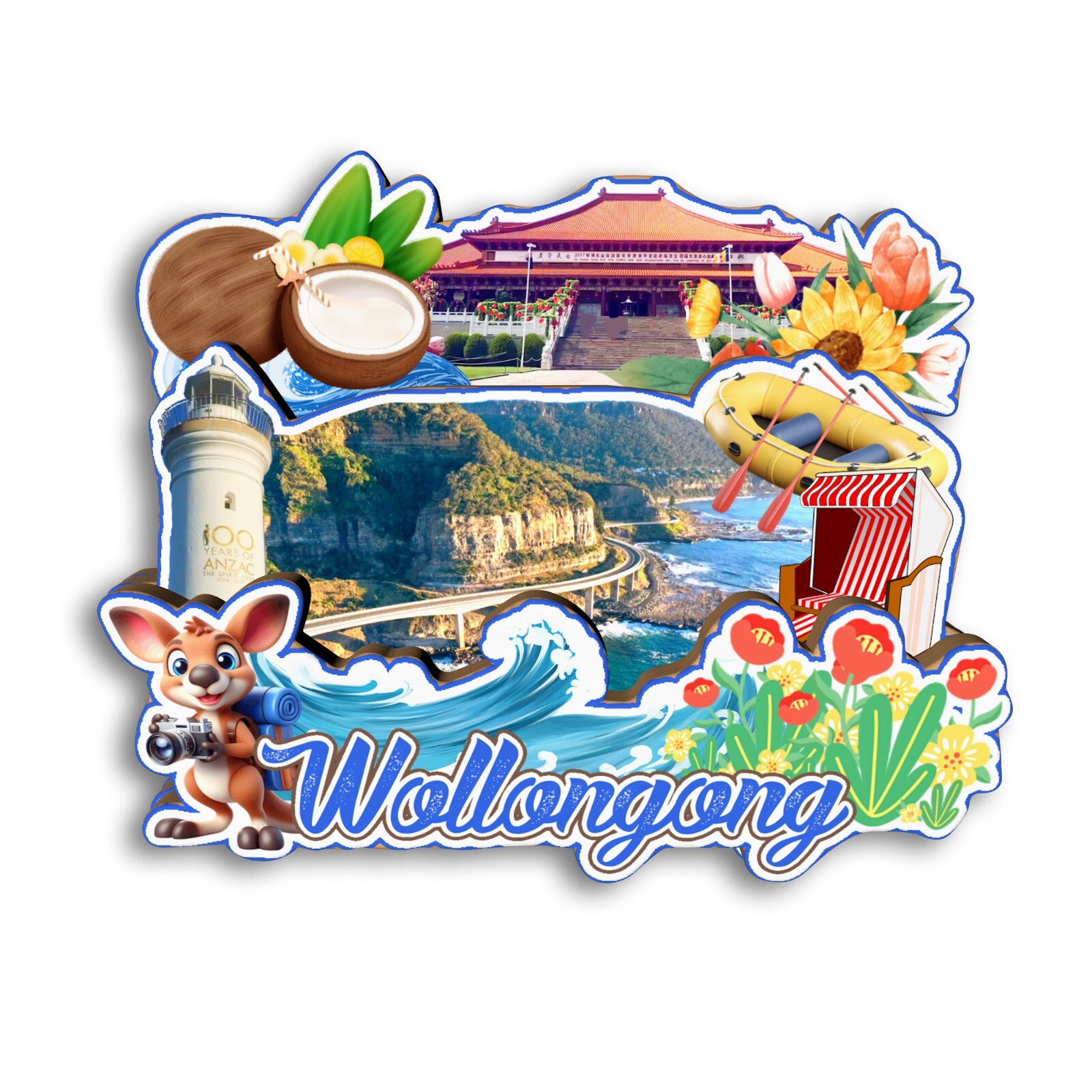 Wollongong Australia Refrigerator magnet 3D travel souvenirs wood craft