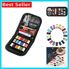 Elegant Travel Sewing Kit in Canvas Bag - Complete with Threads, Scissors & More