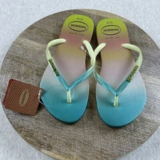 Havaianas Flip Flops Sandals Women’s 6 Slim Gradient Sunset Textured Straps