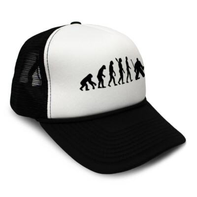 Trucker Hat Human Evolution Evolve into Hockey Player Olympics Sports Polyester