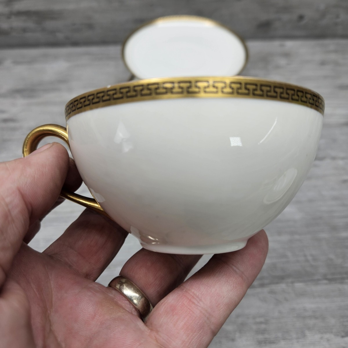 Hutschenreuther Selb Royal Bavaria Gold Black Greek Key Trim Cup