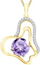 Butterfly Pendant 18" Necklace Birthstone 14K Yellow Gold Plated Silver