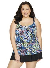 Longitude Plus Size Wild Coral Ruffle Faux Skirtini