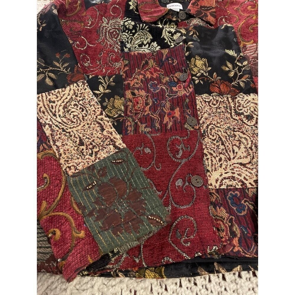 Chicos Patchwork Jacket Size 1 Multicolor Floral … - image 3