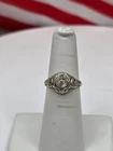 Art deco 18k White gold diamond filigree ring