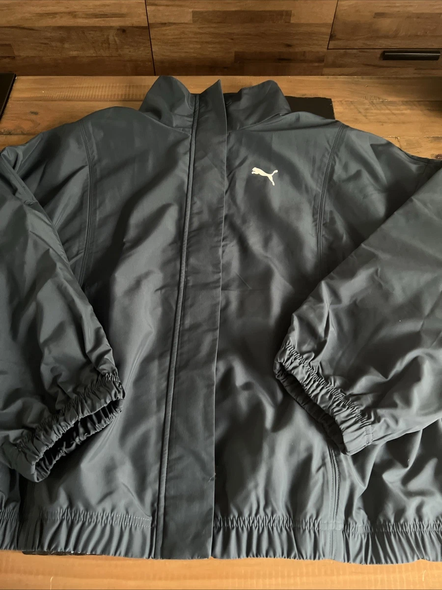 Women’s PUMA Rubberised Waterproof Jacket Size L In Teal
