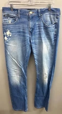 Marc Anthony Jeans Mens 34x34 Blue Stretch Distressed Streetwear Straight Leg