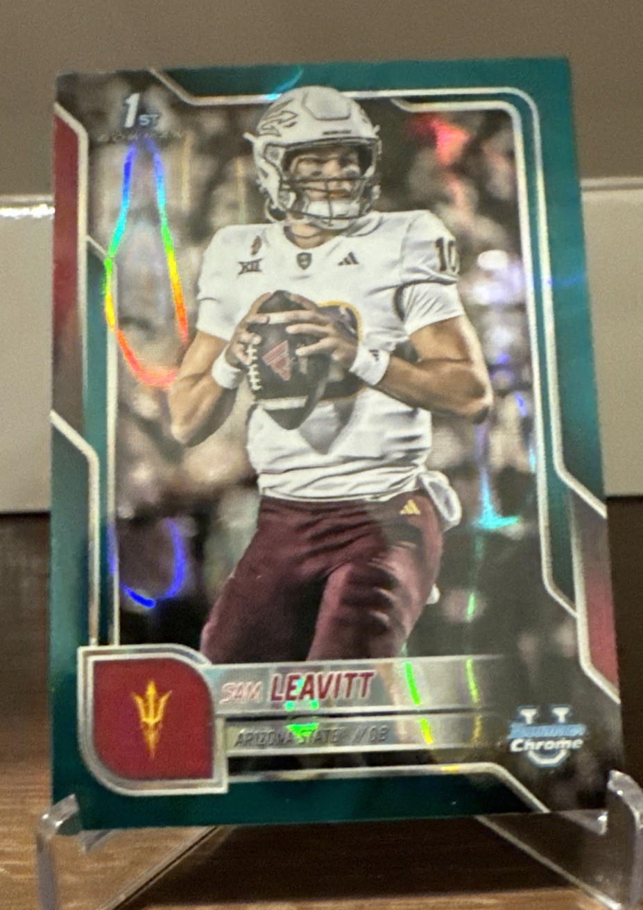 2025 Bowman Chrome U Sam Leavitt 1st Bowman Teal Lava Refractor #195 ASU