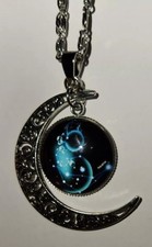 Moon Shaped Aquarius Zodiac Sign Necklace Moon And Zodiac Necklace