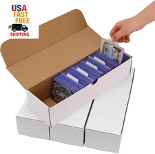 Top Loader Storage Box 4-Pack - 3200 Count with 20 Dividers & Labels for Trading