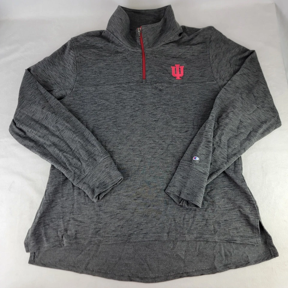 Champion Indiana University Womens Hoosiers 1/4 Zip Pullover XL Gray NEW College - Image 2 of 4